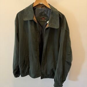 Cutter & Buck Micro Suede City Bomber Jacket Men XXL Green Full Zip Pockets Golf